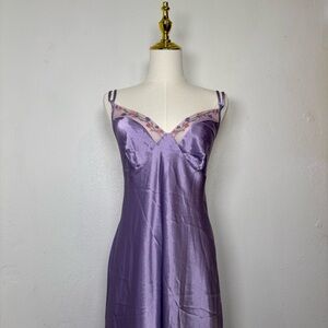 Vintage California Dynasty 80s Cottagecore Slip Gown Sleep Slip Floral Lace Y2K